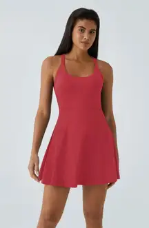 Halara Airy Backless Twisted Cool Touch Active Easy Peezy Longer Dress Salsa XL