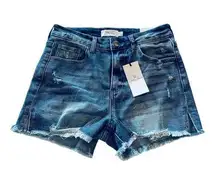 NEW Jelly Jeans SHORTS Women's SM 28 Distressed Dark Blue Mid Rise Denim + Fray