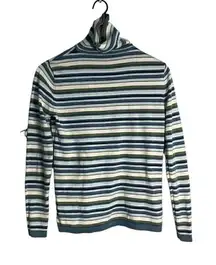 Eddie Bauer Striped Turtleneck Blue Green Size Small