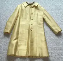 1960s beaded vintage yellow formal cocktail dress with matching coat