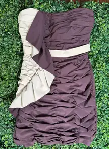 ark and co strapless asymmetrical two toned ruffled mini dress size small