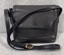 Vintage Tignanello Women's Black Leather Crossbody Shoulder Bag Adjustable Strap