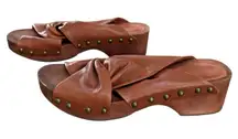 Kelsi Dagger Brooklyn Sprinter Slide Sandal Womens 7 Brown Leather