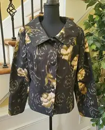 Bandoline Size 12 Black Floral Jacket 3/4 sleeve