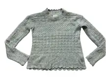 Fat Face UK green pointelle alpaca blend scalloped sweater 6