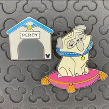 Disney parks Pocahontas Percy the pug on pillow & dog house trading pins