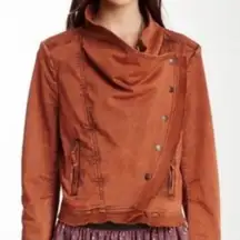 Free People Burnt Orange Asymmetrical Hem Cropped Jacket