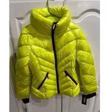 Guess Cire Puffer Jacket In Highlighter Yellow Women's Size Medium NWT $150