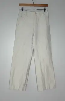 Vince Women's Off-White Cream Neutral Linen Cotton Wide Leg Ankle Jeans Pants 4