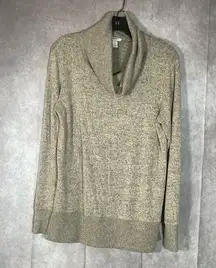 Nine West Women’s Medium Cowl Neck Gray & Tan Pull Over Sweater