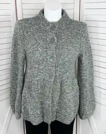 Willi Smith Marled Peplum Wool Blend Cardigan Sweater Grey  XL
