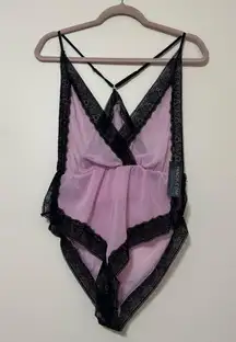 Yandy Black and Pink Lace Romper Lingerie