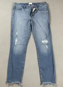 Universal Thread Womens Jeans 14 32R Mid Rise Skinny Distressed Frayed Hem Light