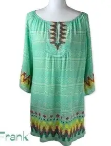 Anthropologie Uncle Frank Embroidered Bohemian Aztec Print Dress NWOT Size S