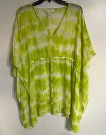 Michael Kors Sheer Swim‎ Cover up Tunic Womens L/XL Green Tie Dye Elastic Waist