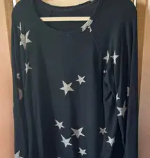 Buffalo David bitton Black Long Sleeve Top with Silver Stars medium