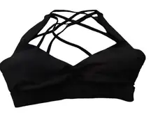 Just Fab Black Strappy Back Sports Bra XS