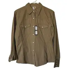 Carhartt Khaki Western Shirt Long Sleeve Button Up Work Gear Wear Women’s medium