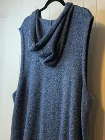 J Jill Plus Size 4X Blue Knit Zip Front Hooded Sleeveless Vest Sweater Career