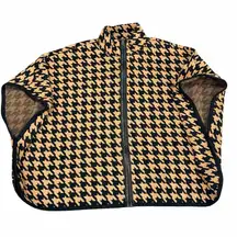 Rafaella Black and Tan Knit houndstooth Patterned sweater cape large