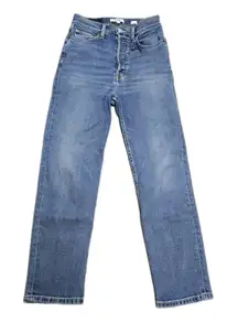Re/Done Womens Jeans 90s High Rise Ankle Crop Bright Faded Blue Button Fly 27‎