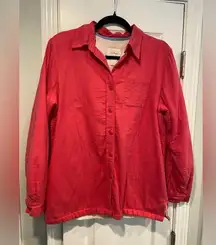 L.L. Bean Size S Soft Pink Cotton Fleece Lined Button Down Shirt Shacket