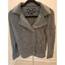 Ambiance Size M Gray Button Up Pea Coat with Zippers and Buttons Womens Jacket