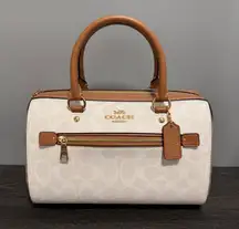 Coach Rowan Satchel In Blocked Signature Canvas Bag Glacier White Multi