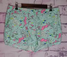 VINEYARD VINES NAUTICAL OCEAN SEA THEMED GRAPHIC PRINTED LINEN BLEND SHORTS L