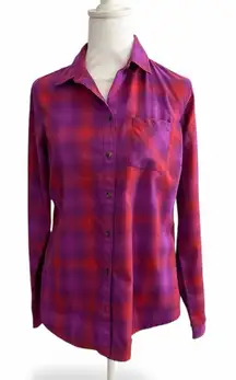 Eddie Bauer Travex Women's Plaid Flannel Button Down Shirt Size S