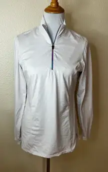 Snow Angel white rainbow quarter zipper long sleeve pullover sweater MEDIUM