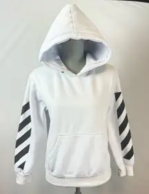 Off-White White and Black Striped Hoodie