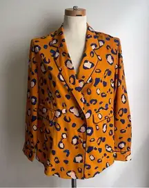 3.1 Phillip Lim  x Target Animal Print Blazer Smoking Jacket Medium Orange Blue