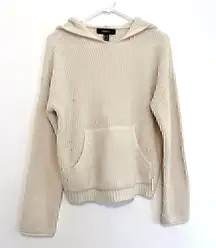 FOREVER 21 + Plus Size Solid Cream Ivory Sweater Material Knit Hoodie Sweatshirt