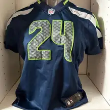 Seattle Seahawks #24 marshal lynch jersey, stitched on field jersey, size med