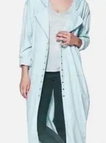 Women’s Duster Trench Coat Jacket Denim Chambray She Wolf Wash XS