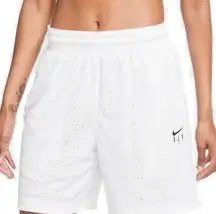 Nike white Dri-Fit "Swooh Fly" mesh basketball shorts