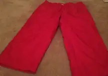 Danskin Now Women's Capri Wind Lined Pants Pockets Nylon Size XL 16-18 Red