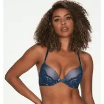Brand New Frederick's of Hollywood Women's 32DD Heartthrob Blue Lace Bra