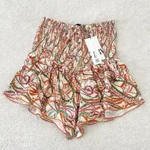 Zara | Printed Smocked Shorts