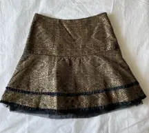 Gold Brown Patterned Peplum Skirt