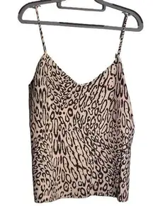 L'AGENCE Silk Crepe Blouse Jane Spaghetti Strap Top‎ XS Satin Leopard Print NWT