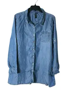 Match Point USA Denim‎ Jean Shirt Jacket Womens XL Shacket Pockets Blue #Y9-5