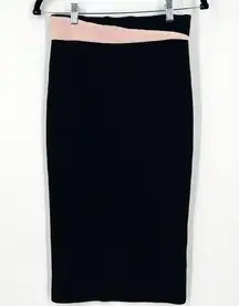 Ronny Kobo Knit Black Ribbed Pencil Skirt MIDI black small long career office