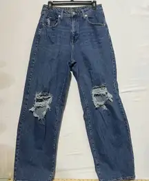 Wild Fable Baggy‎ Jeans Womens 8/29R Blue Denim Distressed 5-Pockets High-Rise