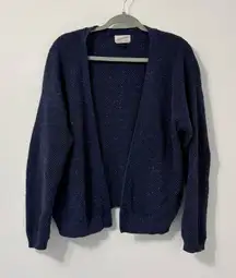 Universal Threads Blue Waffle Knit Cardigan Organic Cotton Blend Sweater Sz L