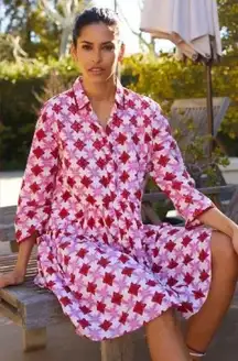 Ro's Garden Deauville Cover-Up Dress Anthropologie Red Pink