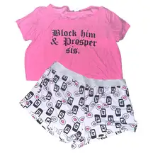 Block Him PJ Short Set - Pink/combo