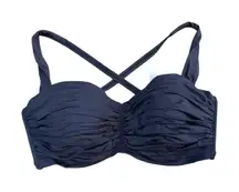 Bleu Rod Beattie Kore Shirred Underwire Bandeau Bikini Swim Top Black‎ Size 36D