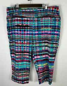 Zac & Rachel Pants 18W Multicolor Plaid Cropped Preppy Workwear Statement Y2K‎